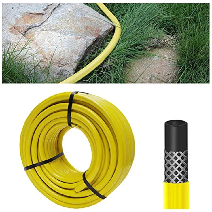 HELO Gartenschlauch 20 m (3/4" Zoll) gelb, verstärkter 3-Schichten Wasserschlauch aus flexiblem PVC, 10 Bar Berstdruck, elastisch und leicht zu bewegen – Bild 4