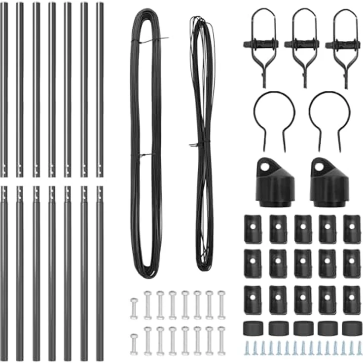 vidaXL Zaunpfosten Set, 7 Stück aus galvanisiertem Stahl, grau, Ø32 mm, 210 cm, wetterfest, für Außenprojekte – Bild 3