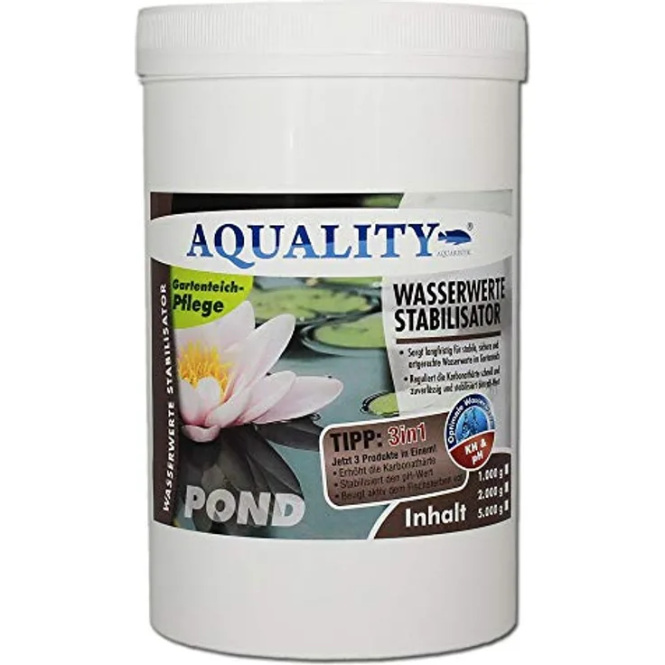 AQUALITY Gartenteich Wasserwerte Stabilisator 3in1 (Artgerechte Wasserwerte im Gartenteich - Reguliert langfristig die Karbonathärte, stabilisiert den pH-Wert), Inhalt:2 kg
