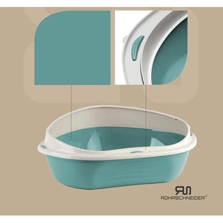 Rohrschneider® Eckiges Katzenklo | Katzentoilette für große Katzen | Katzenklo mit hohem Rand | platzsparende Ecktoilette Katze | Katzenklo in modernen Design | Katzentoilette groß (Blau) – Bild 2