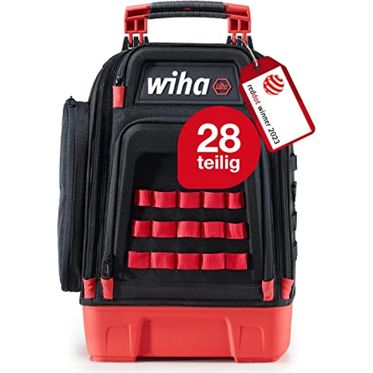 Wiha Elektriker Werkzeugrucksack 27-tlg. I mit Elektriker Grundausstattung I stabiler Standboden I mit Laptopfach I Taschen für Zubehör (45528) – Bild 1