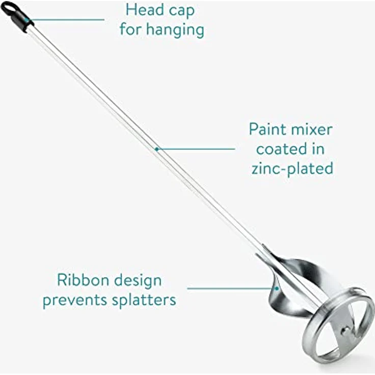 Navaris Rührstab Bohrmaschinen Paint Mixer - Quirl 6x40cm aus Stahl - Mörtelrührer für Farbe Lack Lasuren - Bohrmaschinen Farbrührer verzinkt - klein – Bild 4