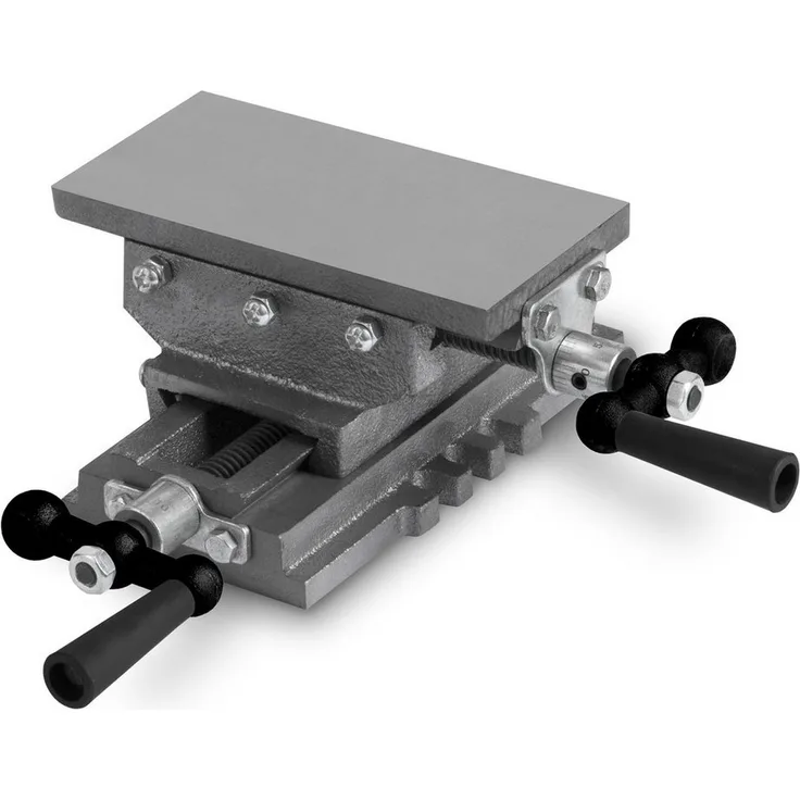 EBERTH BV3-3BT Kreuztisch Schraubstock aus Gusseisen und Stahl, 2 Achsen für Bohr- und Fräsarbeiten, Arbeitstisch 85 x 170 mm, Arbeitshöhe 90 mm