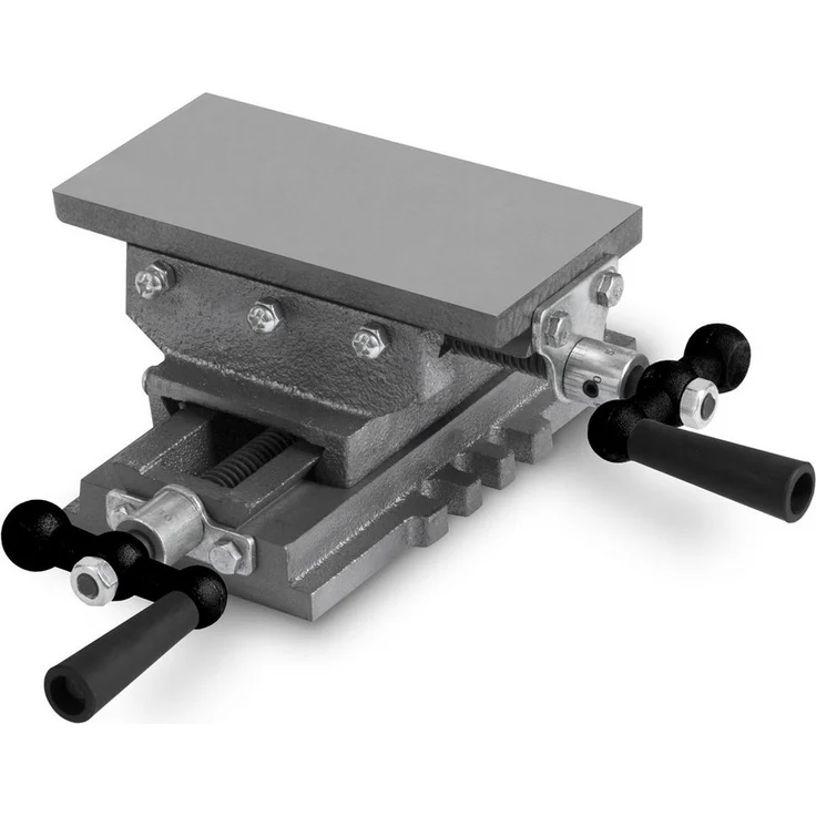 EBERTH BV3-3BT Kreuztisch Schraubstock aus Gusseisen und Stahl, 2 Achsen für Bohr- und Fräsarbeiten, Arbeitstisch 85 x 170 mm, Arbeitshöhe 90 mm