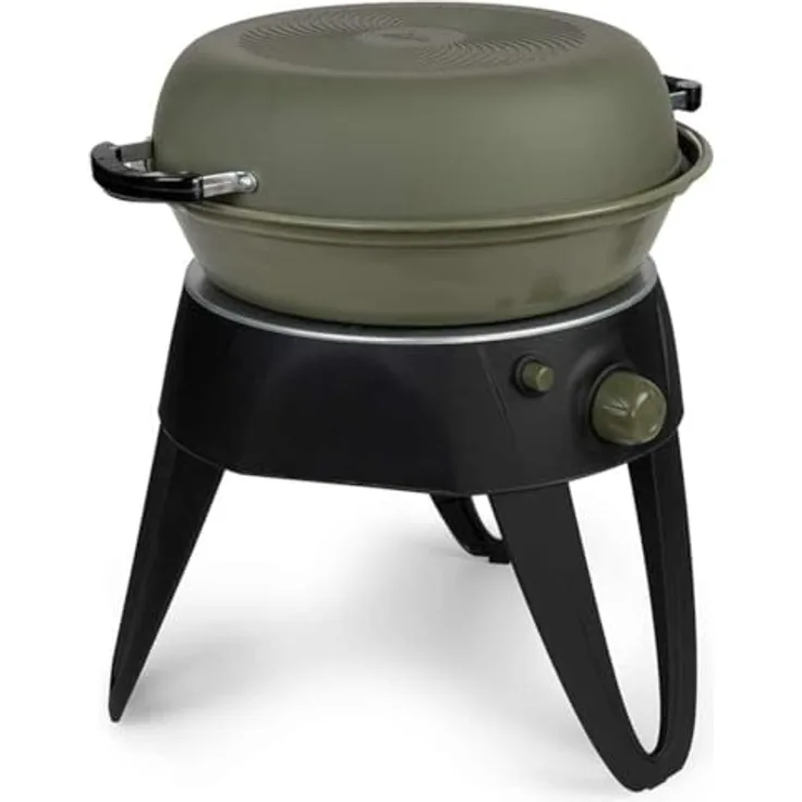 Fox Gasgrill Cookware, gasbetriebene Kochlösung mit antihaftbeschichteter Heizplatte und Grill, compact und tragbar, 4,8 kW