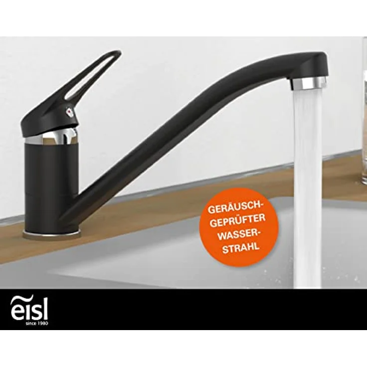Eisl Spültischarmatur Speed, 360° schwenkbarer Wasserhahn mit geräuscharmer Qualitäts-Kartusche, inklusive Montageset – Bild 5