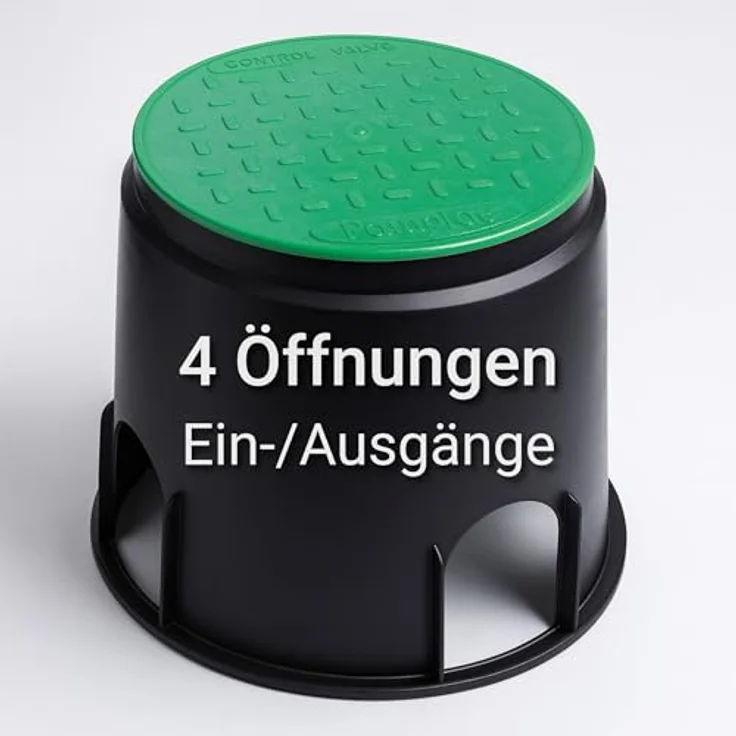 KERRY Ventilbox Bodeneinbaudose Rund Größe M, schwarz mit grasgrünem Deckel, 150 kg belastbar, robust und langlebig aus Palaplast Kunststoff – Bild 4