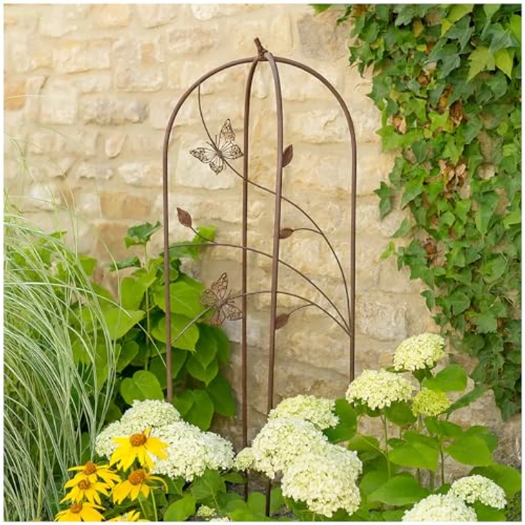 HTI living Rankhilfe mit Schmetterlingen aus Metall in Rostoptik, 43 cm breit – Bild 1