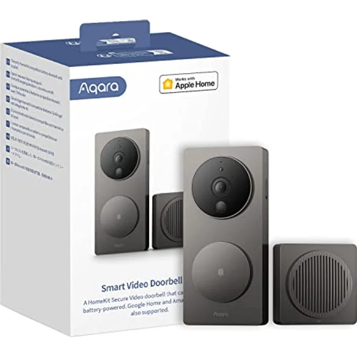 Aqara Smarte Video-Türklingel G4 (inkl. Klingel), 1080p FHD HomeKit Secure -Kamera, Lokale Gesichtserkennung und Automatisierungen, Unterstützt Apple Home, Alexa, Google, Grau – Bild 1