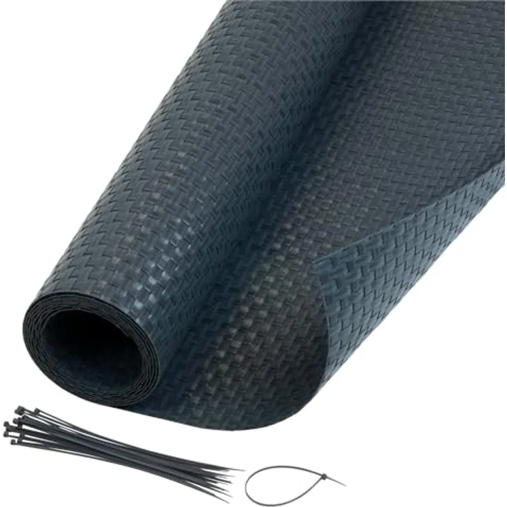 Jardinion Sichtschutzmatte Rattan Optik 0,90 x 3m Anthrazit, wetterfest und pflegeleicht für Balkon, Gartenzaun und Terrasse, inkl. Kabelbinder – Bild 2