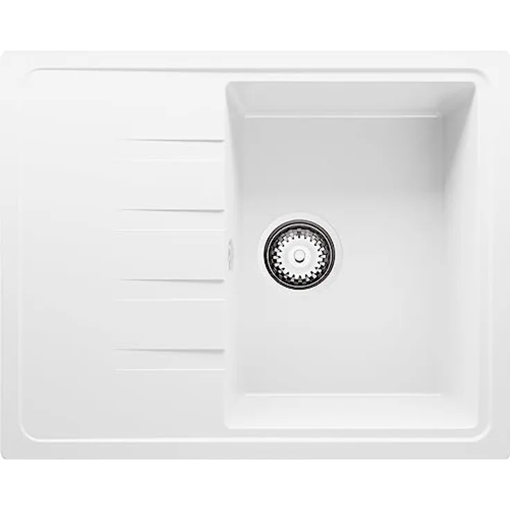Primagran Spülbecken 1 Becken Mailand, Weiß 62x50cm - Hitzebeständig, schmutzabweisend, 35 Jahre Garantie