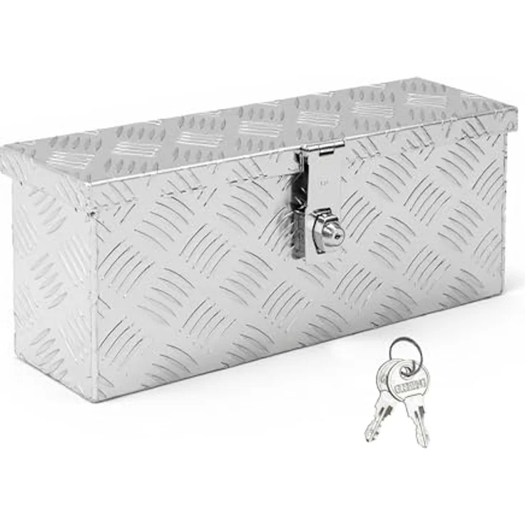 Trucky D015, Werkzeugbox aus Aluminium, 50 x 14 x 20 cm, mit Schlüssel und Ersatzschlüssel, verschließbar, robust – Bild 1