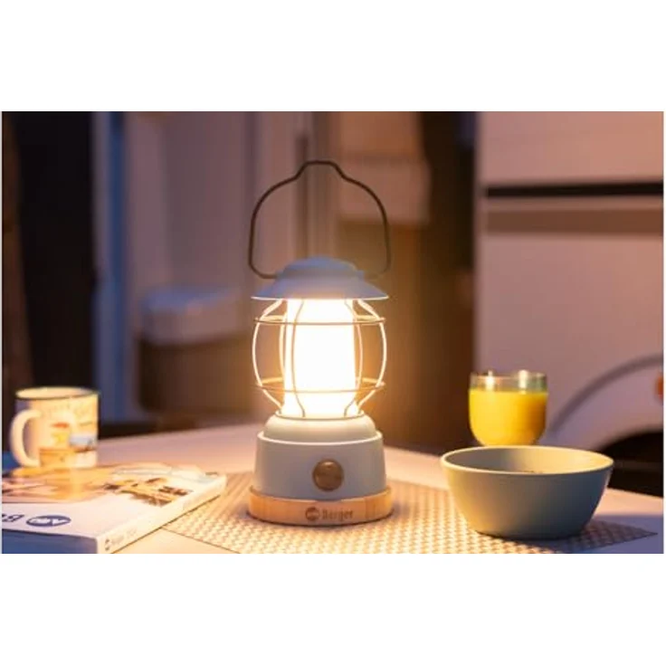 BERGER Hopuni Pro LED Campinglampe │aufladbare Outdoor Lampe dimmbar │kabellose Campinglaterne mit Akku & USB Kabel │ für Camping Zelt & Stromausfall (grau) – Bild 5