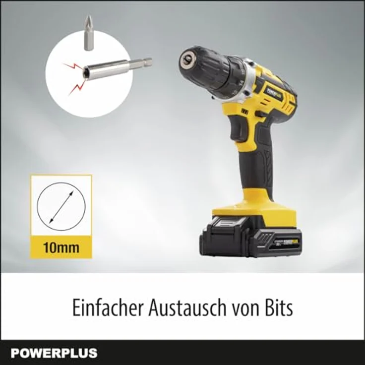 Powerplus POWX00501, 20V Akku Schrauber & Bohrer mit 35 Nm Drehmoment, 19 Drehmomentstufen, LED-Leuchte und 3 Akkus im Koffer – Bild 3