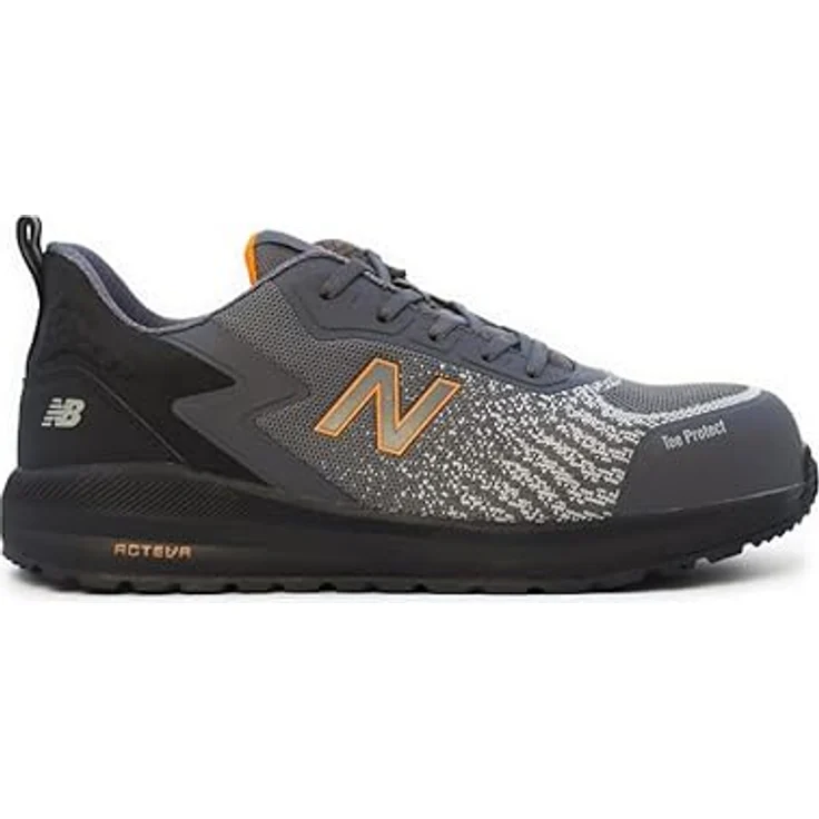 New Balance Halbschuhe Speedware S1 P SRC, Rutschfeste Sicherheitsschuhe mit Fiberglas-Zehenkappe, Grau / Orange – Bild 3