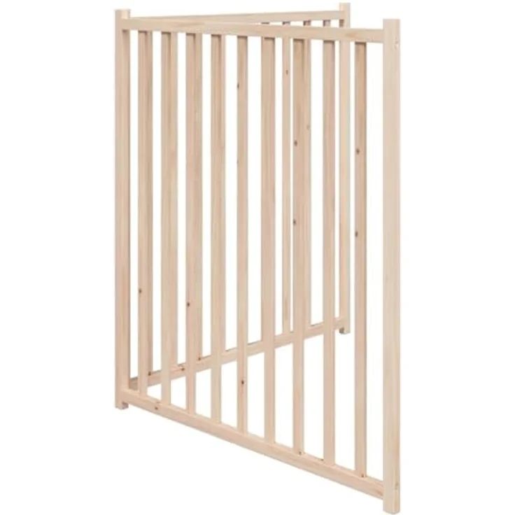 vidaXL Hundetor 3-TLG., Hundegitter Faltbar Pflegeleicht, Schutzgitter für Wohnzimmer Küche Treppe, Haustiertor Türschutzgitter, Massivholz Tanne – Bild 5