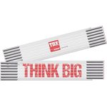 TOX Zollstock 3m in Weiß - Meterstab mit Aufdruck „THINK BIG“ - Glasbirke mit roten Enden, Genauigkeitsklasse III