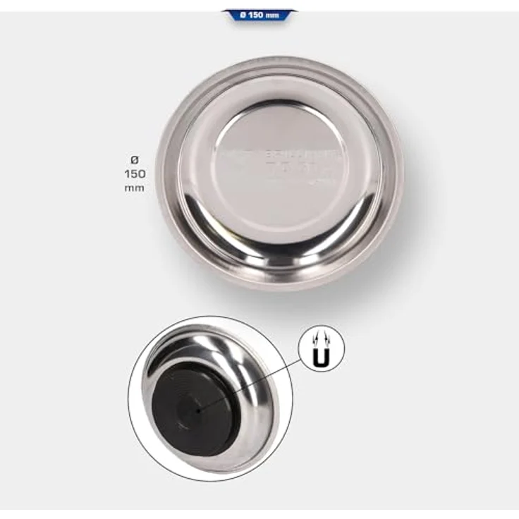 KS TOOLS Edelstahl-Magnet-Teller, Ø 15 cm mit extra starkem Magneten für Werkstatt und Hobbykeller – Bild 2