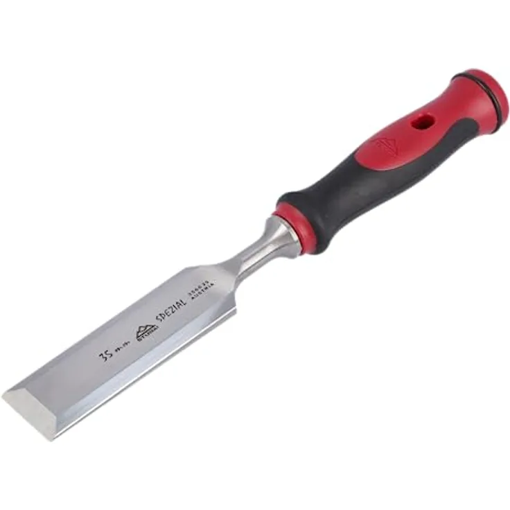 Stemmeisen mit rot-schwarzem 2K-Griff, 35mm, Stubai Profi Stechbeitel zur präzisen Holzbearbeitung, Stecheisen für Schreiner Tischler