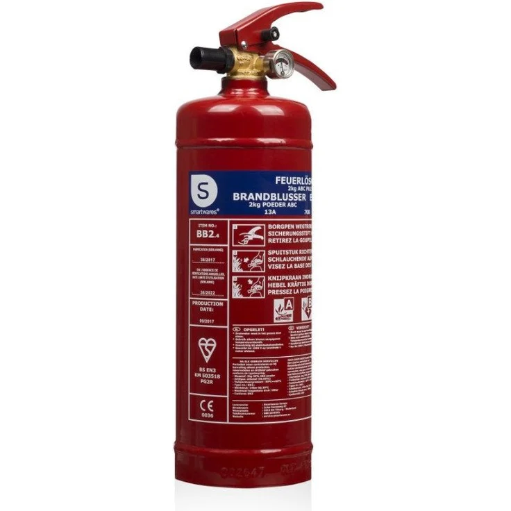 Smartwares Feuerlöscher FEX-15120 BB2, 2 kg ABC-Pulver mit Halterung und Manometer, rot