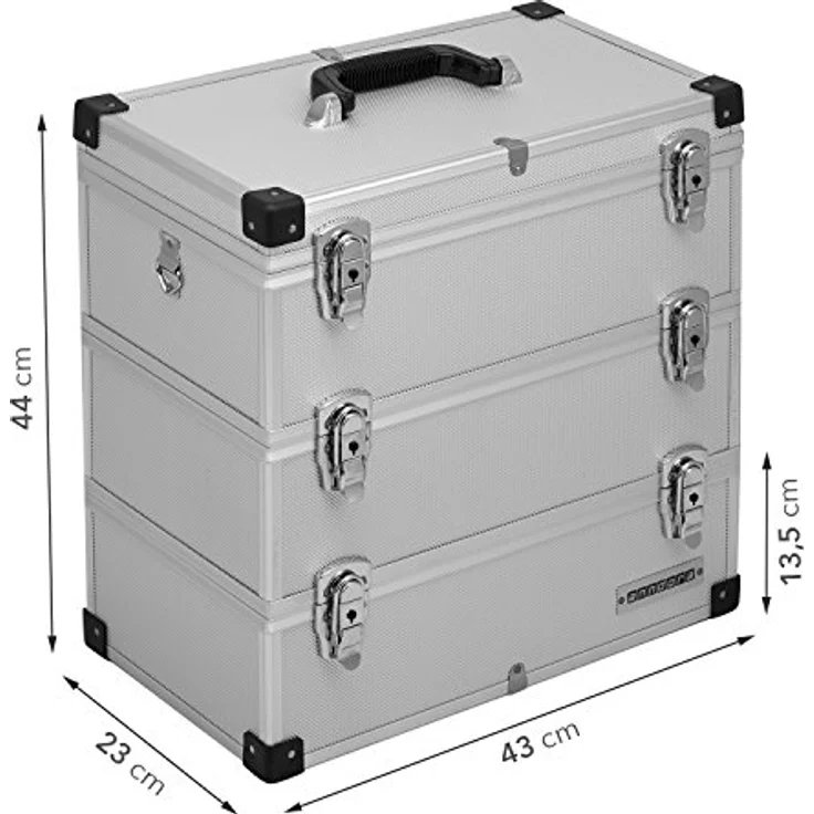 anndora Werkzeugkoffer 41 Liter Angelkoffer Etagenkoffer 3 Ebenen Silber Alu – Bild 3