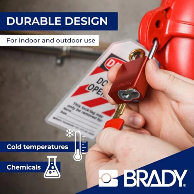 Brady SafeKey Vorhängeschloss Aluminium 6er-Pack - Lockout Schloss mit Schlüssel - Bügelhöhe 38.10 mm - Verschiedenschließend - Silber – Bild 5