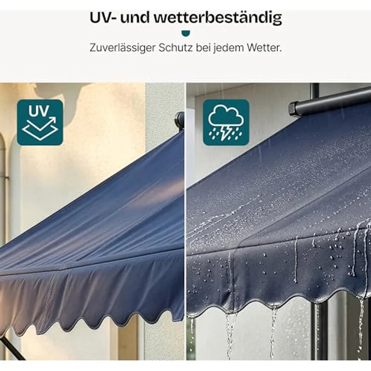 Pro.tec - Klemmmarkise 250x120x200-300cm ohne Bohren Dunkelblau – Bild 7