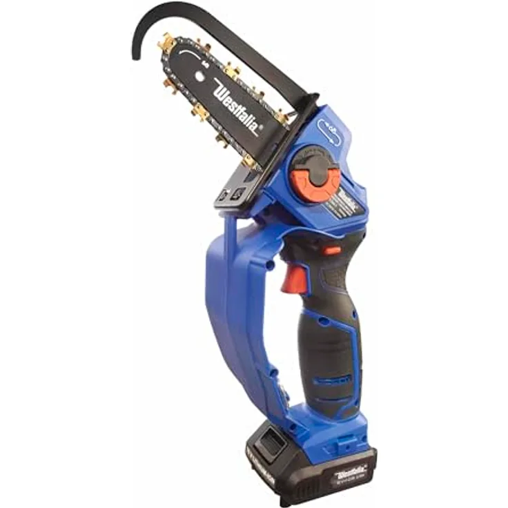 Westfalia X-SAW PRO Akku-Einhand-Powersäge, 18 Volt Li-Ion, blau, mit Titanium-Sägekette und vibrationsarmem Arbeiten