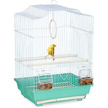 Bild für Relaxdays Vogelkäfig, Käfig für kleine Kanarienvögel, Sitzenstangen & Futternäpfe, 49,5 x 35 x 32 cm, hellblau/mintgrün, 1 Stück (1er Pack)