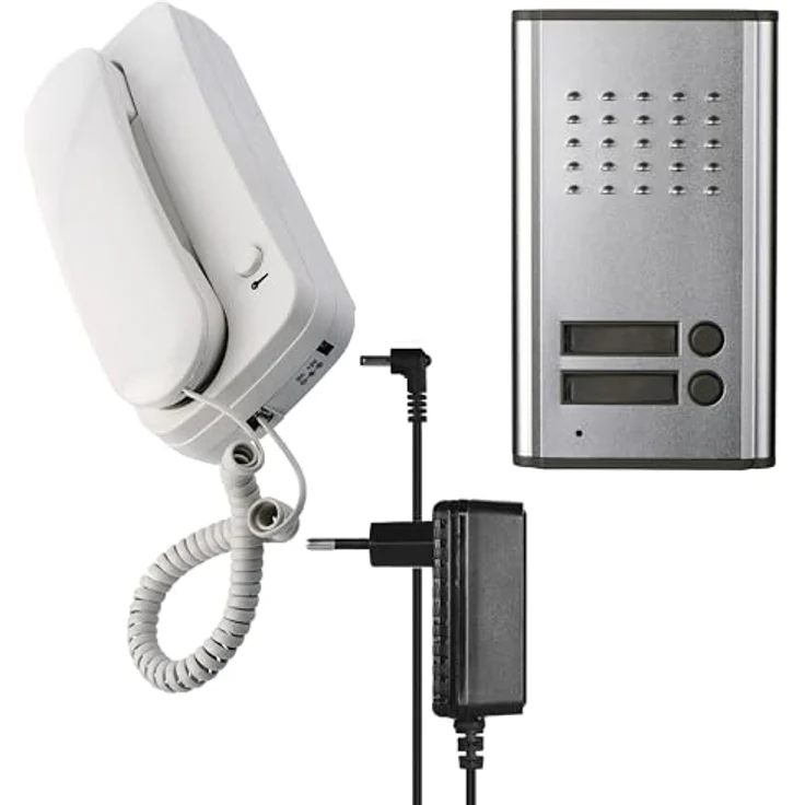 EMOS Audio-Türsprechanlage Set für Zwei Teilnehmer, Aufputzmontage, elegantes Design mit weißem Telefonhörer und grauer metallener Klingeltaste, Türöffner-Möglichkeit – Bild 5