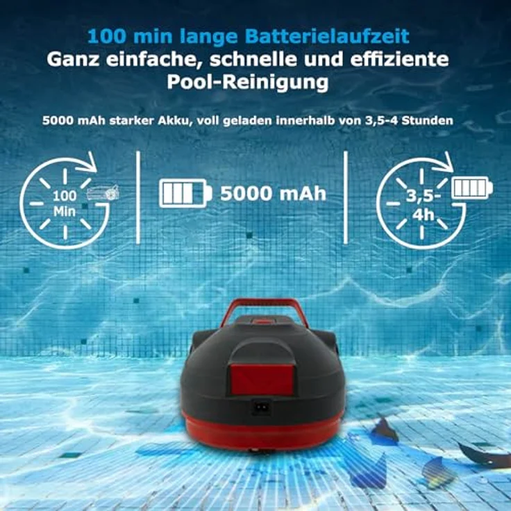 MAUK Pool Bodenreinigung Robotersauger Modell: DJ-ILT ECO - kabellos und leistungsstarker Akku – Bild 6