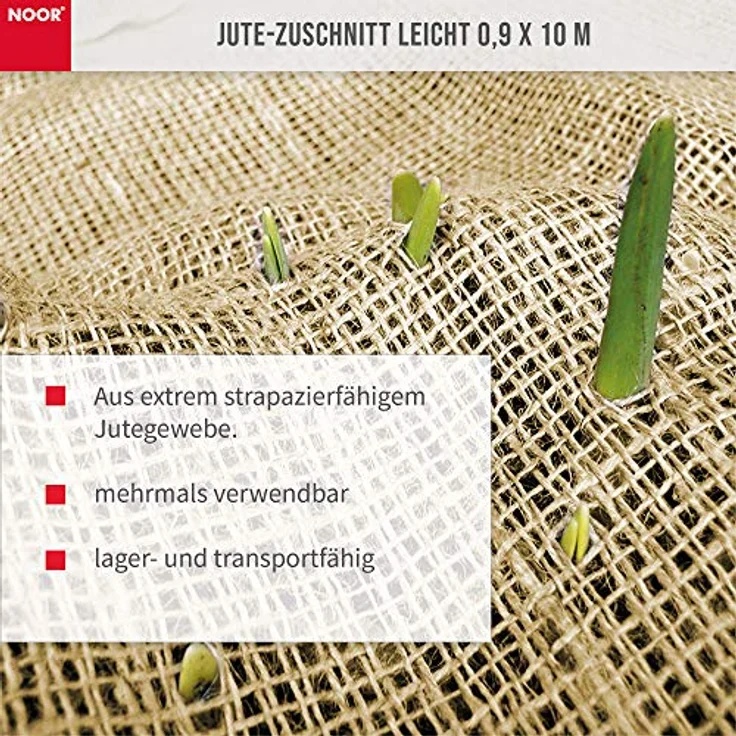 NOOR Jute-Zuschnitt leicht 0,9 x 10 m I Jute-Rolle zum Adventskalender selber basteln, als Deko-Material oder als Frostschutz für Pflanzen I Jute-Winterschutz für Topf- und Kübelpflanzen I Natur – Bild 3
