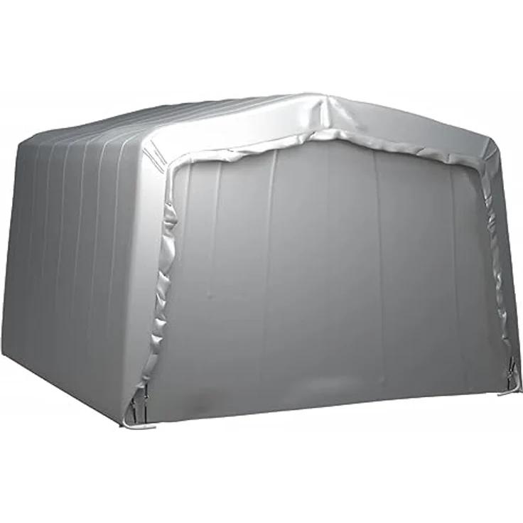 vidaXL Lagerzelt UV-beständig Industriezelt Zelthalle Weidezelt Zelt Zeltgarage Foliengarage Unterstand Lagerhalle 370x370cm Stahl Grau – Bild 5