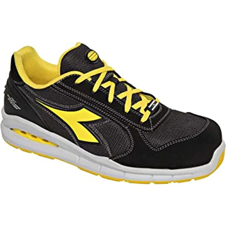 Utility Diadora Run Net Air Box S1P Sicherheitsschuh, atmungsaktiv aus Wildspaltleder, schwarz/anthrazit/gelb – Bild 2