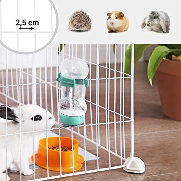 SONGMICS Freilauf, DIY-Kleintiergehege, KleintierkÄfig, Welpenauslauf, Kaninchen, Meerschweinchen, Metallgitter, 143 x 73 x 46 cm, weiß LPI01W – Bild 3
