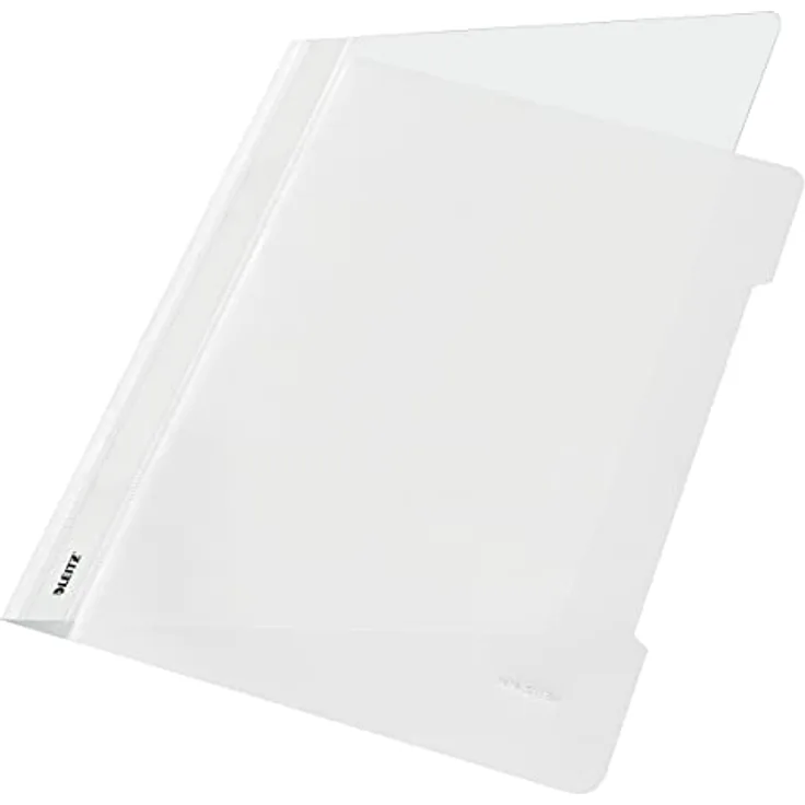 Leitz 41910001 Standard Hefter (A4, langes Beschriftungsfeld, PVC) weiß