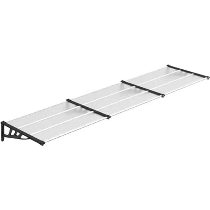 vidaXL Türvordach Schwarz und Transparent 358,5x90 cm Polycarbonat, wetterfest und langlebig – Bild 2