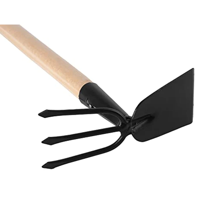 Garronda Unkrauthacke GD-0007, 2-in-1 Handhacke mit Harke und Rechen, schwarz, rechteckig, 39 cm Länge – Bild 2