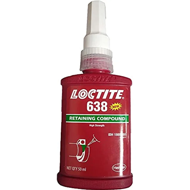 Loctite LOCTITE 638, Hochfester Kleber für Welle-Nabe-Verbindungen, Temperaturbeständiger Metallkleber für Getriebe, Grün, 1x50ml