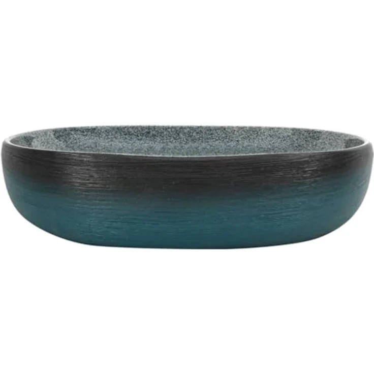 vidaXL Aufsatzwaschbecken, Oval Handgefertigt mit Muster, Türkis Keramik 59x40x14 cm, für Badezimmer – Bild 4