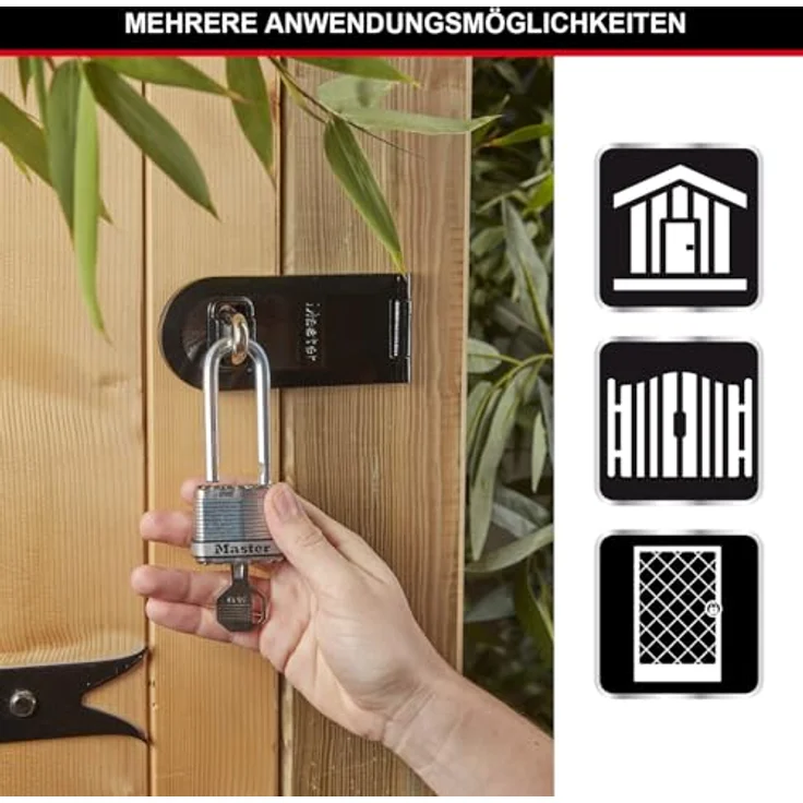 MASTER LOCK Hochsicherheits Vorhängeschloss [Schloss mit Schlüssel] [Laminiertem Stahl] [Wetterfest] [XL Bügel] M1EURDLJ - Ideal für Lagerräume, Lagerschuppen, Garagen, Zäune – Bild 2