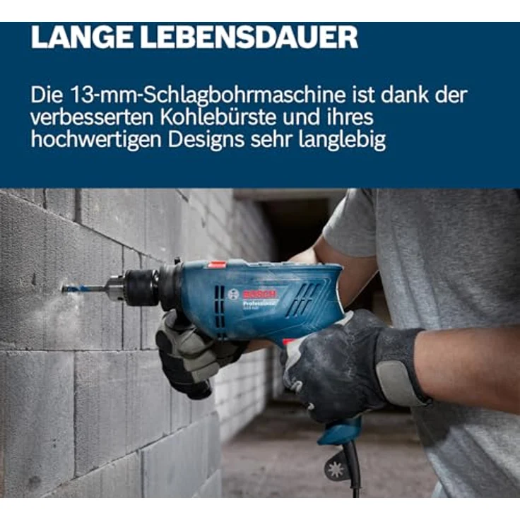 Bosch Professional kabelgebundene Schlagbohrmaschine GSB 600 (600-W-Motor, Bohren bis 13 mm in Beton, Kohlebürste) – Bild 2
