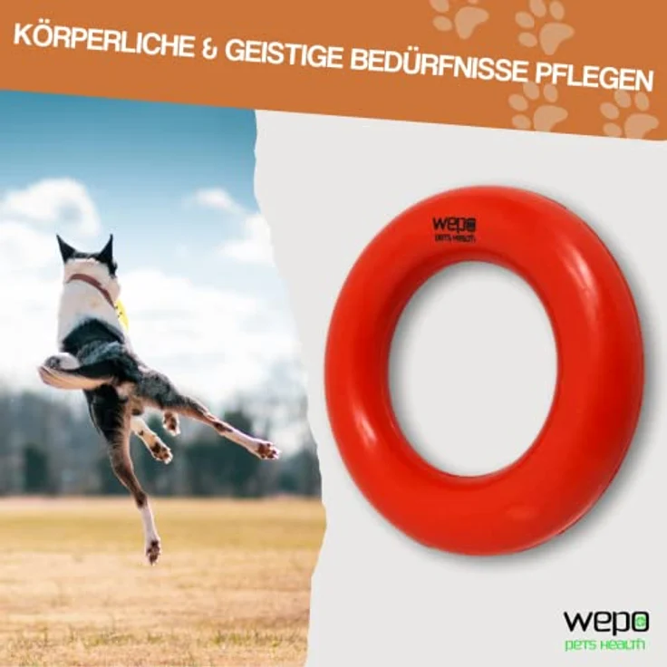 WEPO Puller Ring Hund Ø 15cm Rot - Kauspielzeug für große Hunde - Naturgummi - Auslastung & gesunde Zähne – Bild 4