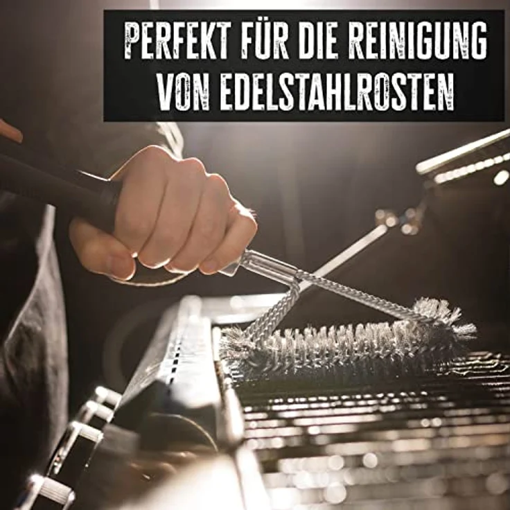 Grillfürst Premium Grillbürste mit Edelstahl Borsten, 45 cm - Grill Reinigungsbürste für Grillrost, Grillrost Bürste mit langem 3-Fach Bürstenkopf und Schaber - Preisvergleich – Bild 4