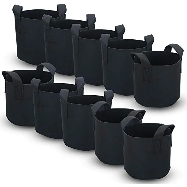 INTIRILIFE 10x Vlies Pflanzsack in 20 Liter - 5 Gallon - 30 x 25 cm – Pflanzen Übertopf aus Vliesstoff mit Tragegriffen für Garten, Gewächshaus UVM. – Pflanzkübel Pflanzgefäß Pflanzbeutel - Preisvergleich