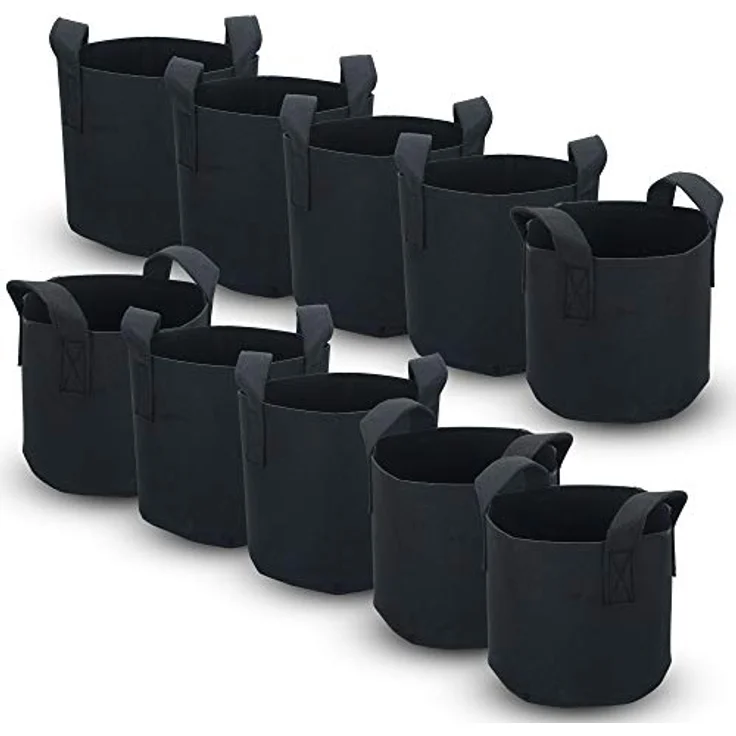INTIRILIFE 10x Vlies Pflanzsack in 20 Liter - 5 Gallon - 30 x 25 cm – Pflanzen Übertopf aus Vliesstoff mit Tragegriffen für Garten, Gewächshaus UVM. – Pflanzkübel Pflanzgefäß Pflanzbeutel - Preisvergleich – Bild 1