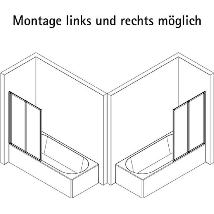 Schulte Duschwand für Badewanne Smart, 2-teilig faltbar, 87 x 121 cm, 3 mm Sicherheitsglas klar, alunatur, Klebe-Montage ohne Bohren – Bild 4