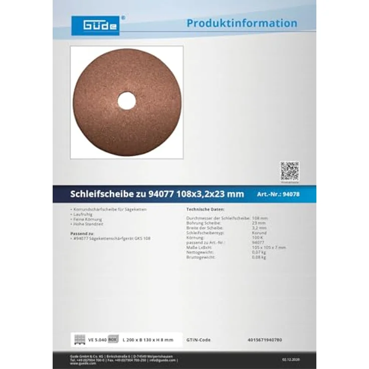 Güde Schleifscheibe für GUEDE GKS 108 – 108 x 3,2 x 23 mm - Preisvergleich – Bild 2