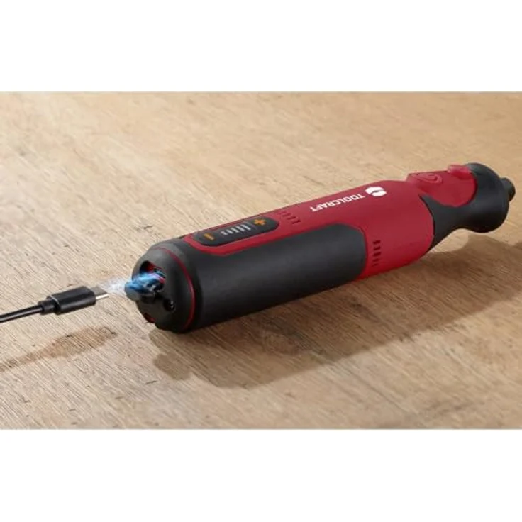TOOLCRAFT Graviergerät, handgeführtes Rotationswerkzeug mit 32 Zubehörteilen, 7.2 V Akku, LED-Licht und USB-Ladeanschluss im Koffer – Bild 4