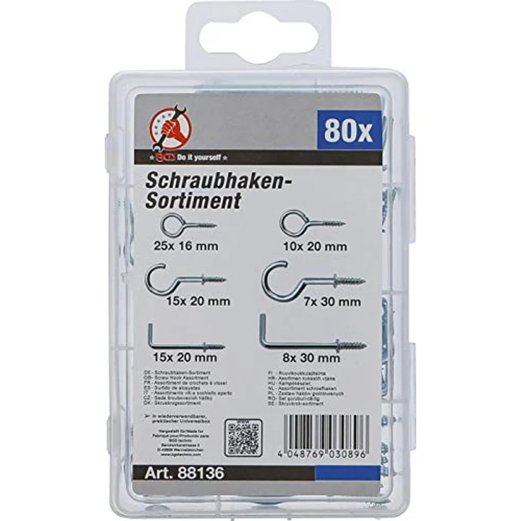 BGS Diy 88136 | Schraubhaken-Sortiment | 80-tlg. – Bild 3